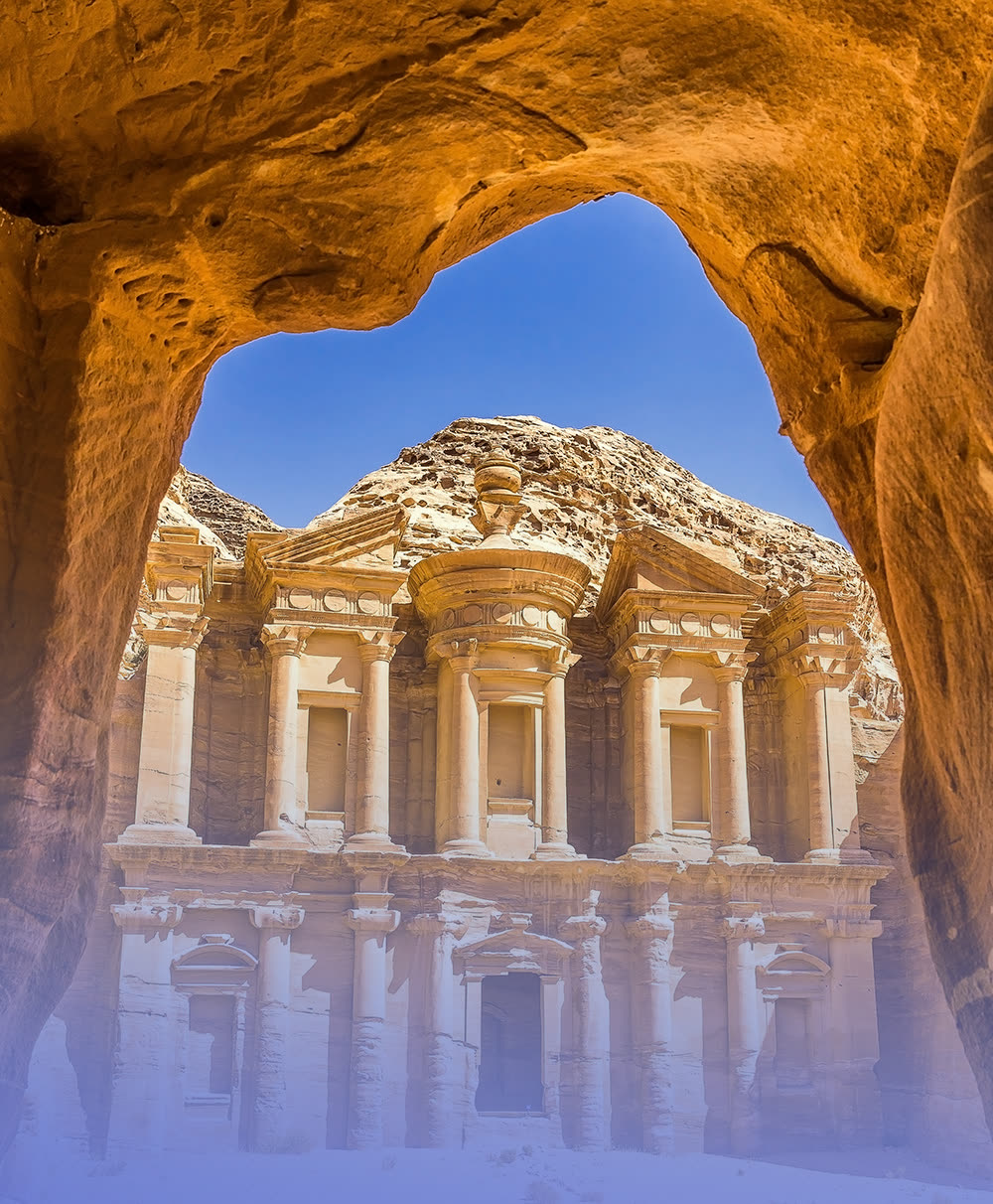 Rock-cut monument in Petra, Jordan